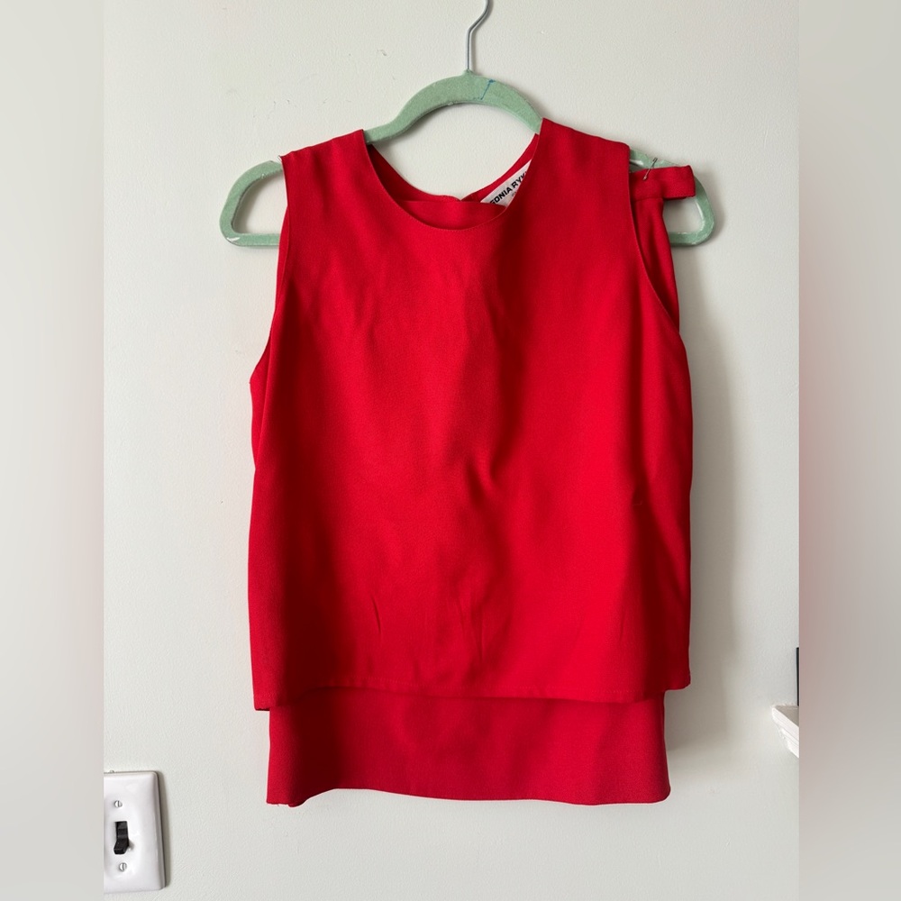 Red Two-Piece Sonia Rykiel Skirt Set